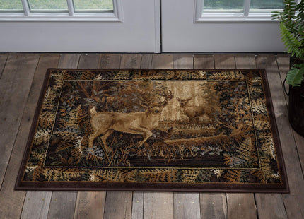 Tayse Fern Deer Beige 3x4 Oval Area Rug Cabin for Dorm, Kids, Baby, or Nursery Room - Lodge, Novelty Deer Style Rugs