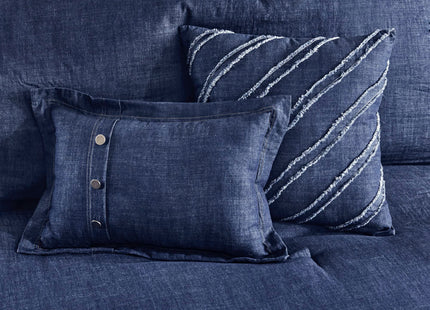 Woolrich Rustic Lodge Cabin Comforter Set - All Season Down Alternative Warm Bedding Layer and Matching Shams, Oversized Full, Perry, Denim Blue