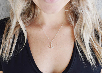 Dote Dainty Anchor Pendant Genuine .925 Sterling Silver Necklace 16-18" Adjustable Chain