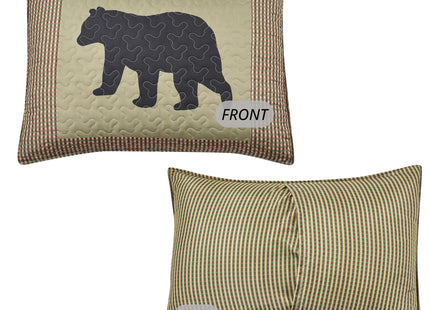 Virah Bella Bear and Paw 2-Piece Twin Quilt Bedding Set - Rustic Cabin Lodge Reversible Coverlet with 1 Matching Standard Pillow Sham - Soft Microfiber Bear Tracks Bedspread, 68" x 86"
