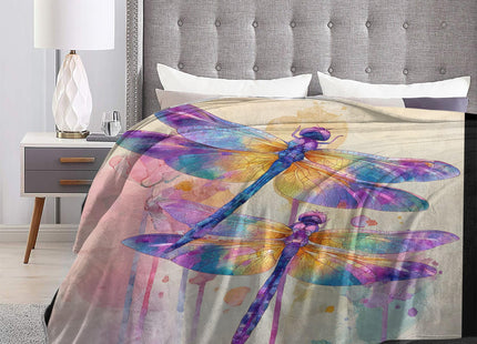 Dragonfly Throw Blanket Animal Dragonflies Warm Decor Soft Flannel Blanket Dragonfly Gifts for Kids Boys Girls Men Women 40" X 50"