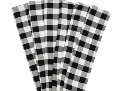 Cotton Black and White Buffalo Plaid Kitchen Towels - 12 Pack Soft Checkered Dish Towels - Machine Washable Gingham Plaid Dish Cloths - 28'x20'