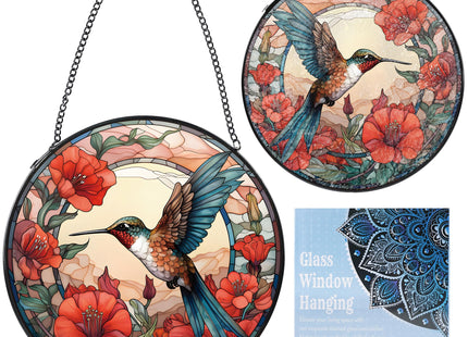 Hummingbird Stained Glass Suncatcher, 8 Inch
