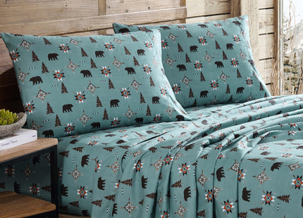 Cozy Cabin 4-Piece Queen Microfiber Sheet Set, Wilderness Bears