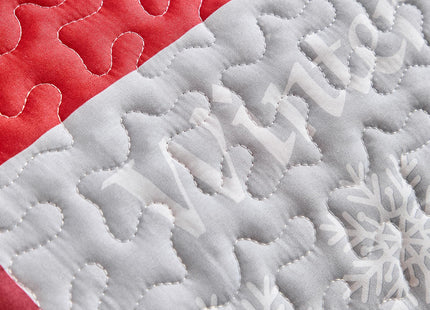 Christmas Patchwork Quilt Set Queen Size 88x88 Red Black Plaid with White Santa Claus Deer Tree SnowflakeChristmas New Year Style Microfiber Winter Warm Bedding Coverlet Bedspread Holiday Design