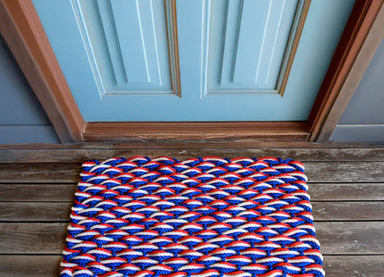 Lobster Rope Mat Patriotic 30x17 Inch, Nautical Welcome Mat USA Designed