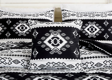 Chezmoi Collection Vista 7-Piece Southwestern Cabin Lodge Comforter Set - Red White Black Gray Grizzly Bear Pinecone Tree Moose Printed Microfiber Bedding, Queen