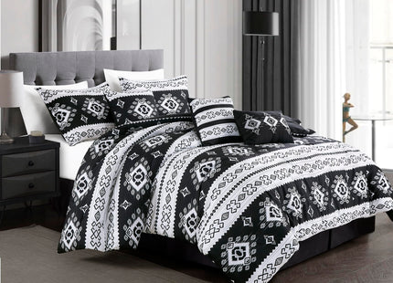 Chezmoi Collection Vista 7-Piece Southwestern Cabin Lodge Comforter Set - Red White Black Gray Grizzly Bear Pinecone Tree Moose Printed Microfiber Bedding, Queen
