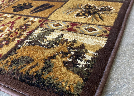 Carpet King Cabin Style Distressed Antiquated Runner Area Rug Black Bear Elk Deer Wildlife Animal Country Hunting Southwest Wilderness Design 760 (2 Feet X 7 Feet)