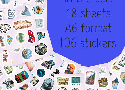 100Pcs Maine Stickers for Water Bottle and Laptop - State Souvenirs, Decorations & Gifts, Waterproof Vinyl Decals, Gifts for Women & Men