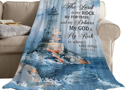 Christian Nautical Blanket for Girl Women Lighthouse Scripture Bible Verse Throw Blanket Soft Cozy Warm Fuzzy Fleece Ocean Theme Decor Blanket Gifts for Kids Adults Couch Sofa Bed 50"X40"