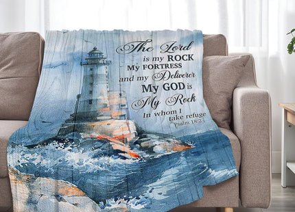 Christian Nautical Blanket for Girl Women Lighthouse Scripture Bible Verse Throw Blanket Soft Cozy Warm Fuzzy Fleece Ocean Theme Decor Blanket Gifts for Kids Adults Couch Sofa Bed 50"X40"