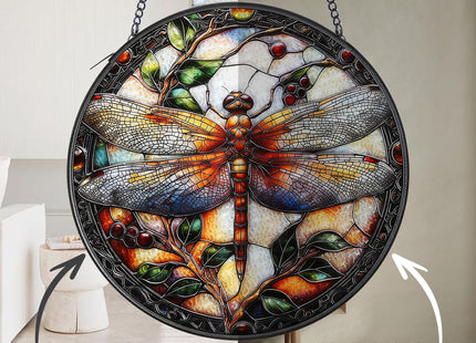 Dragonfly Stained Window Hanging Suncatcher, Memorial Sympathy Gift