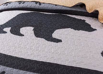 Soul & Lane - Black Bear Quilt Set, Lodge Cabin Bedding, Queen with 2 Shams