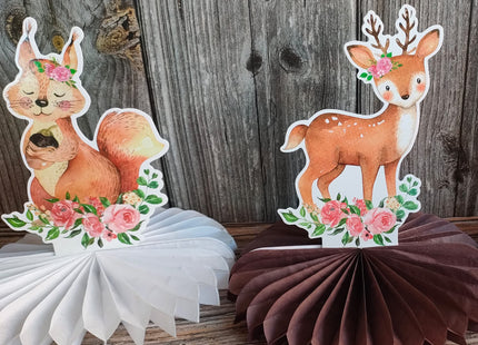 12Pcs Woodland Baby Shower Decorations Woodland Animals Honeycomb Centerpieces Baby Shower Decorations for Woodland Baby Shower Woodland Animals Birthday Party Supplies