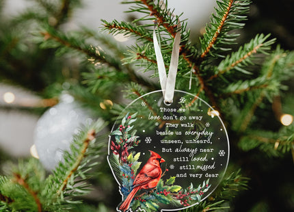 HUNIGIFT Cardinal Christmas Ornaments - Memorial Gifts, Bereavement Gifts - Cardinal Memorial Ornaments for Loss of Loved One - Sympathy Christmas Ornament - Acrylic Ornament