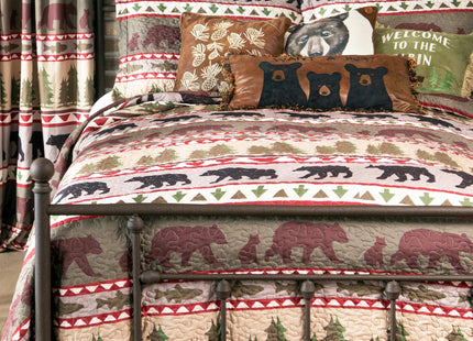 Carstens, Inc. Bear Stripe Rustic Cabin 3-Piece Quilt Set, King