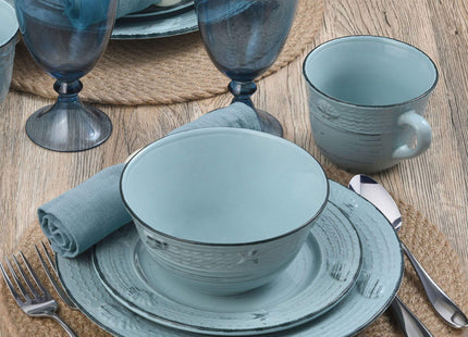 Pfaltzgraff Trellis Coastal 16-Piece Dinnerware Set, teal