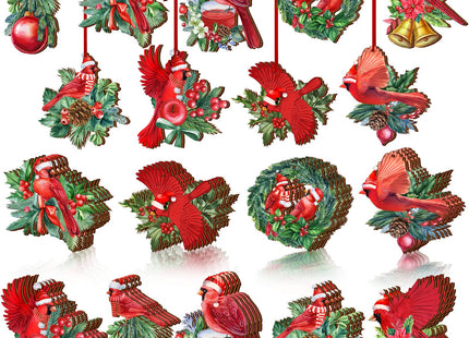 BBTO 36 Pcs Christmas Cardinal Ornament Red Cardinal Wood Decor