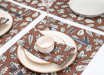 PurpleEssences Fall Placemat Cotton 13x19 in Leaves Print - Heap of Autumn