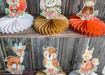 12Pcs Woodland Baby Shower Decorations Woodland Animals Honeycomb Centerpieces Baby Shower Decorations for Woodland Baby Shower Woodland Animals Birthday Party Supplies
