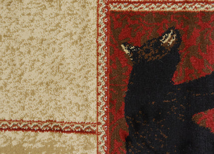Rustic Lodge Black Bear 5x7 Area Rug, 5'3x7'3