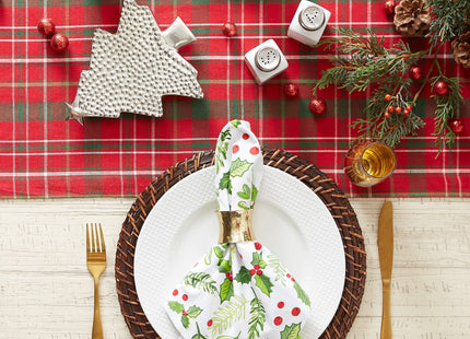 DII Holiday Dining Table Linen Collection Tartan Holly Plaid, Christmas Table Runner, 14x108, Red & Green