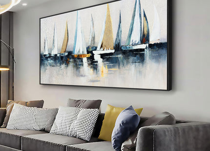 Canvas Wall Art Abstract Wall Decor Sailboat Picture Framed Artwork Modern Aesthetic Suitable for Living Room Bedroom and Office Home Wall Decor 20"x40"