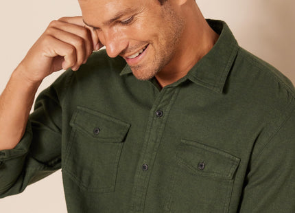 Amazon Essentials Men's Regular-Fit Long-Sleeve Flannel Shirt, Button-Up Cotton Twill, Double Chest Pockets, Olive Heather, XX-Large