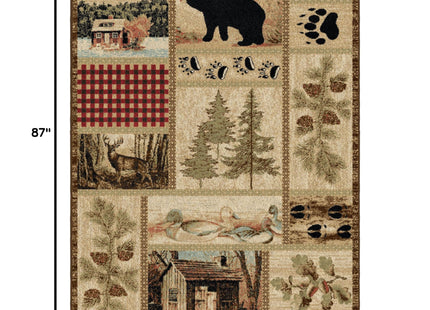 Rustic Lodge Forest Cabin Area Rug, 5'3x7'3