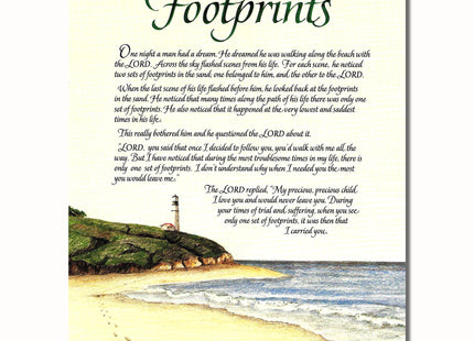 Footprints in the Sand Lighthouse Christian Religious Wall Picture 8x10 Art Print