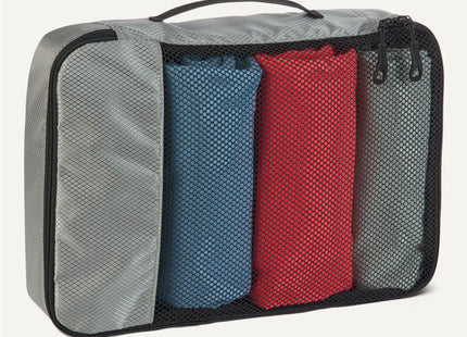 Amazon Essentials 4-Piece Packing Cubes Travel Accessories Set, Space-Saving Luggage Organizer with Double Zipper, Mesh Top Panel, Medium, Gray (Previously Amazon Basics)