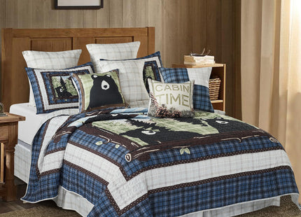 Virah Bella 3 Piece King Lodge Quilt Bedding Set - Rustic Country Reversible Comforter Set with Decorative Pillow Shams - Unexpected Visitors
