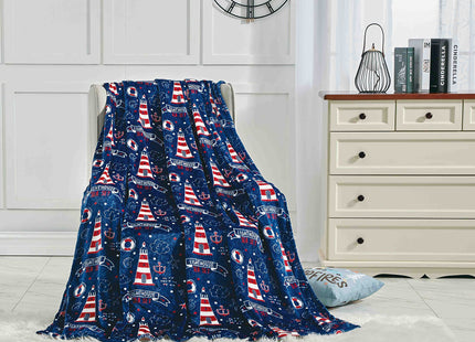 FAITH, HOPE, LOVE HOME DÉCOR The Shore Summertime Extra Soft Microplush Throw Blanket (50" X 60") - Lighthouse Blanket