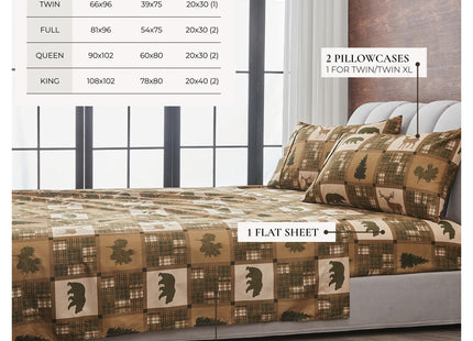 Great Bay Home Full Size Microfiber Sheet Set - 4-Piece Lodge Bed Sheets - Ultra-Soft and Smooth Brushed Microfiber Woodland Decor Bedding (Stonehurst)