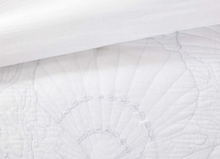 Harbor House Cotton Comforter Set-Coastal Oceanic Sealife Design All Season Down Alternative Bedding with Matching Shams, Bedskirt, Cal King(110"x96"), Beach, Quilted Seashell White, 4 Piece