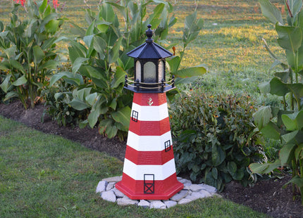 Amish-Made Assateague, VA Replica Outdoor Lighthouse with Plug-in 25W Light, 39" Tall