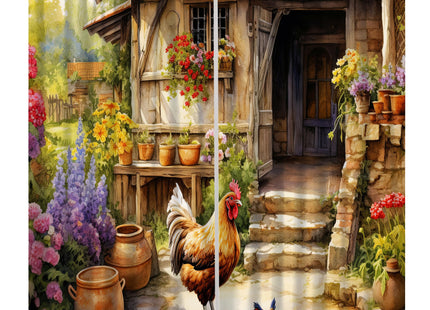 AAVEUP Farm Rooster Curtains for Kitchen,Vintage Rustic Painting Farmhouse Log Cabin Flowers Plants Animals Chickens Window Drapes Print for Boys Girls Bedroom Living Room Cottages 42x45in