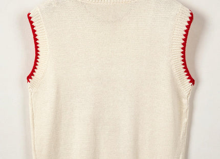 Womens Lobster Sleeveless Sweater Vest Crawfish Knit Shirts Tops Beige S