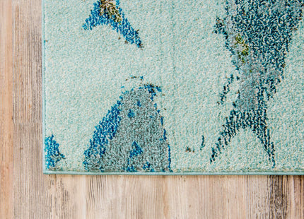 Unique Loom Positano Collection Coastal Modern Fish Light Blue Area Rug (5' x 8')