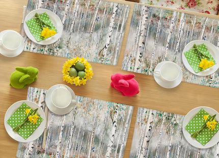 Birch Tree Placemats Set of 4 Nature Forest Table Mats Washable Place Mats for Home Party Indoor Kitchen Dining Table Decoration 12x18 Inch