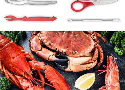 Crab Crackers and Tools, 27-piece Seafood Tools Set, Includes 8 Crab Leg Crackers, 8 Lobster Shellers, 8 Crab Leg Forks/Picks, 2 Seafood Scissors & Storage Bag, Nut Cracker Set