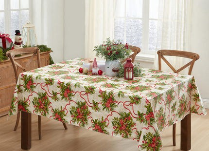 Newbridge Christmas Holly Traditions 52 x 52 Inch Square Vinyl Tablecloth