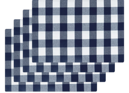 PurpleEssences Plaid Placemats 13x19 in Buffalo Plaid - Blue & White