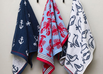 SKL Home Nautical Lobster Hand Towel Set-2pc, Reversible Jacquard, Navy