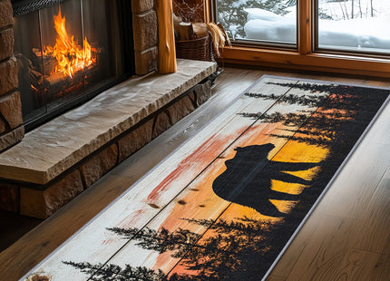 Yoozitrees Bear Runner Rug 2 X 6, Bear Runner Rug, 3x10ft, Rustic Forest Landscape Wildlife Runners for Hallways, Cabin Lodge Farmhouse Runner Rug Non Slip Pet Friendly - Bear Home Decor