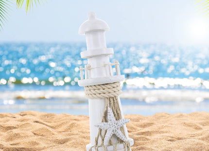 COTA Global Small White Wooden Lighthouse Decor Home Decor - 8.75 Inches