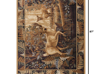 Fern Deer Beige 5x7 Area Rug for Living Room & Bedroom or DiningRoom - Cabin, Farmhouse Lodge Style Rustic Indoor Carpet