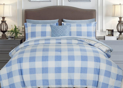 Elegant Comfort 8-Piece Lodge Plaid Reversible Comforter Set - All Season Bed in a Bag, 4-Piece Sheet Set Featuring Smart Pockets, Matching Shams and Decorative Pillow, Full/Queen, Aqua