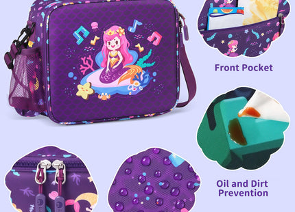 rockpapa Kids Bento Lunch Box Set with Insulated Water Bottle, Mermaid